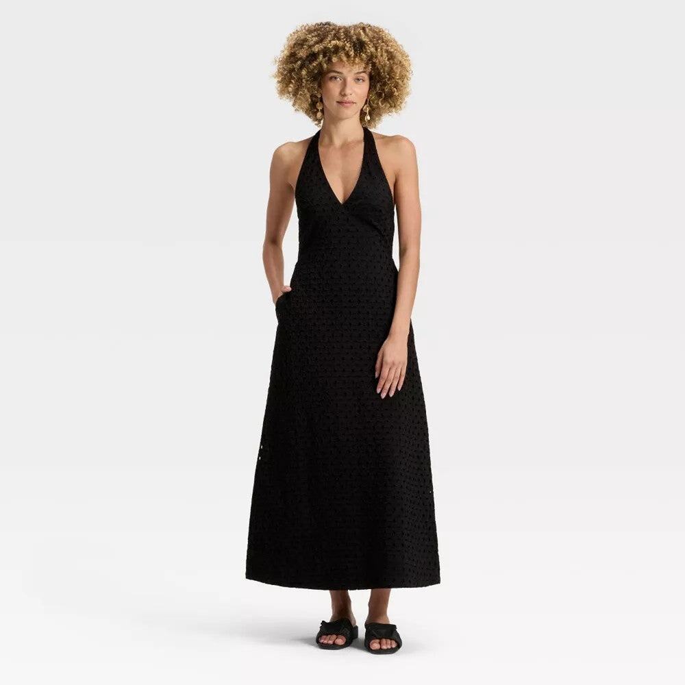 A New Day Women's Eyelet Maxi A-Line Dress, Size M